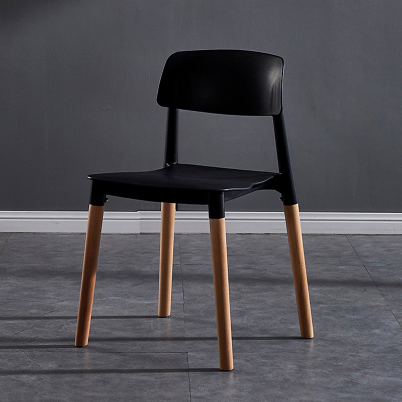 Modern Square Open Back Dining Chair Plastic Stackable Side Dining Chairs for Kitchen