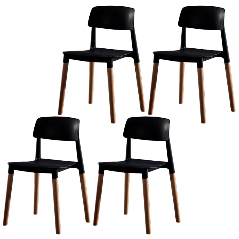 Modern Square Open Back Dining Chair Plastic Stackable Side Dining Chairs for Kitchen