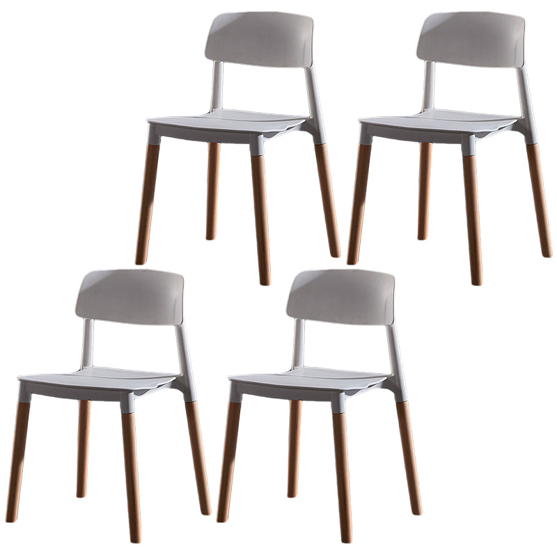 Modern Square Open Back Dining Chair Plastic Stackable Side Dining Chairs for Kitchen