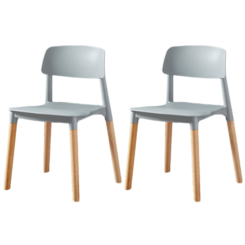 Modern Square Open Back Dining Chair Plastic Stackable Side Dining Chairs for Kitchen