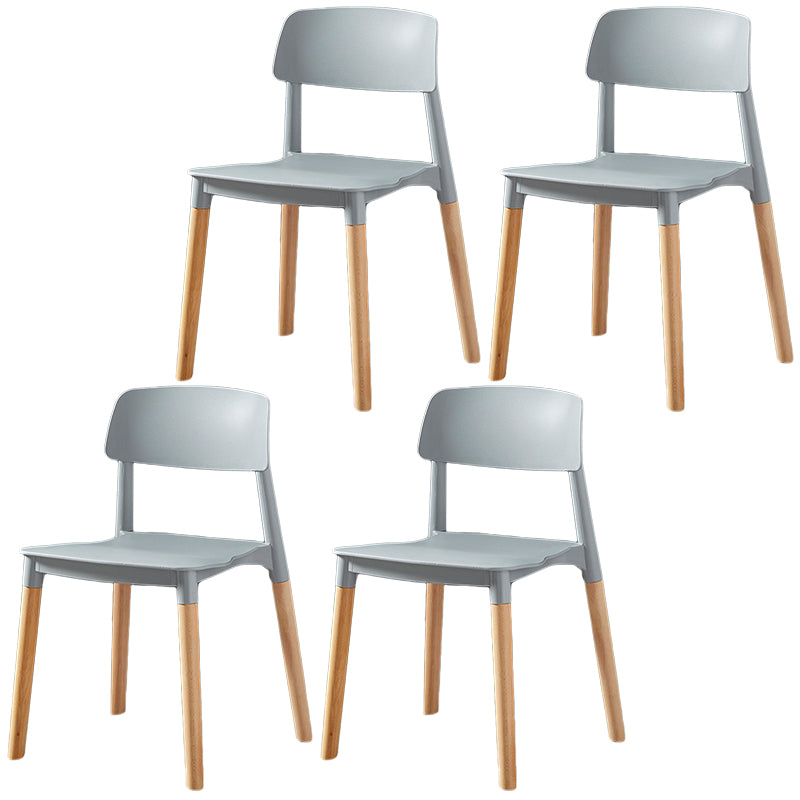 Modern Square Open Back Dining Chair Plastic Stackable Side Dining Chairs for Kitchen