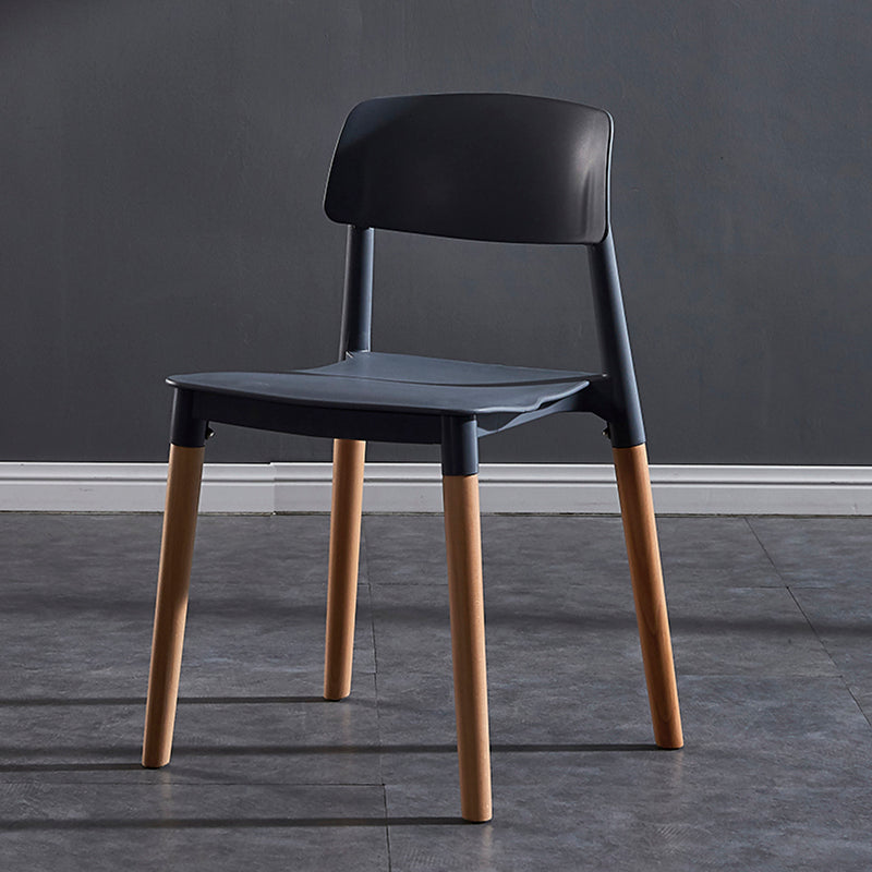 Modern Square Open Back Dining Chair Plastic Stackable Side Dining Chairs for Kitchen