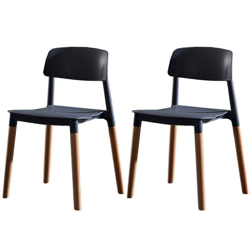 Modern Square Open Back Dining Chair Plastic Stackable Side Dining Chairs for Kitchen
