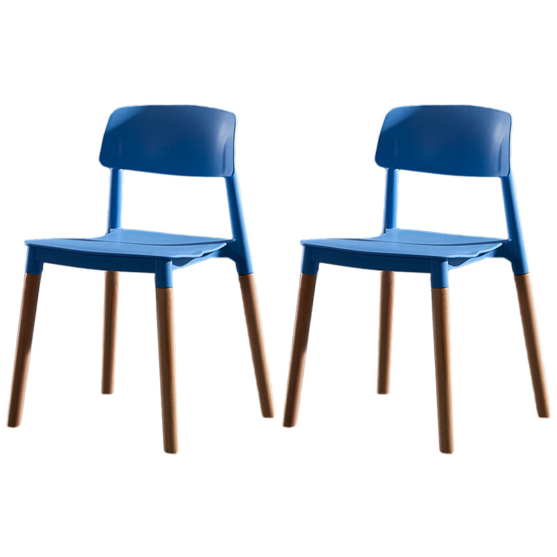 Modern Square Open Back Dining Chair Plastic Stackable Side Dining Chairs for Kitchen