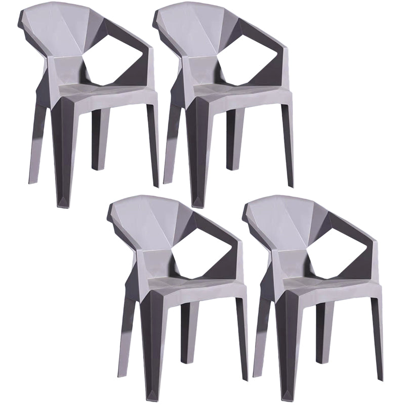 Home Contemporary Arm Chair Solid Back Plastic Stackable Dining Room Chair