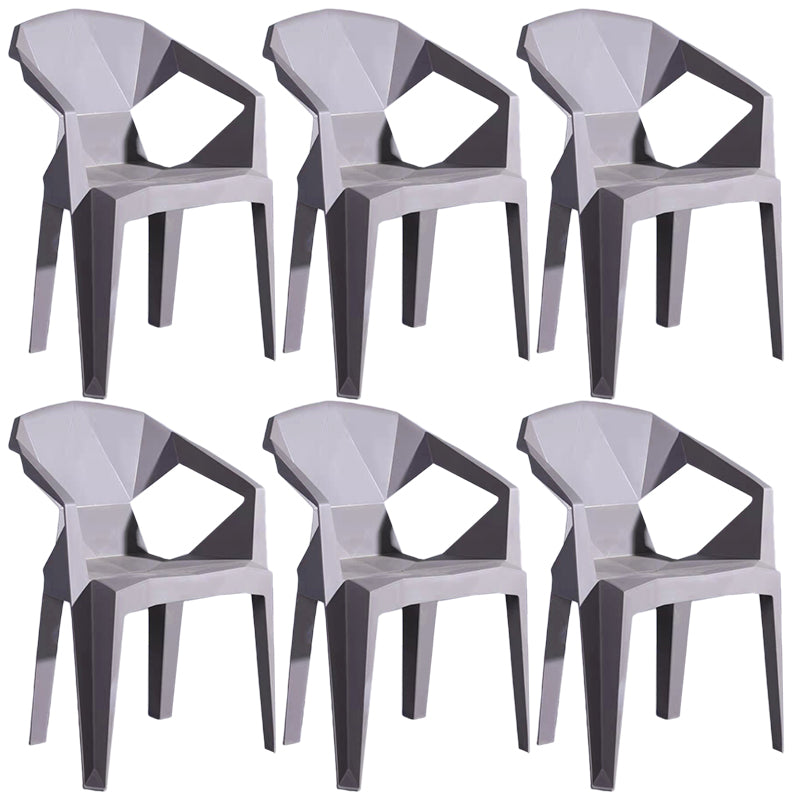 Home Contemporary Arm Chair Solid Back Plastic Stackable Dining Room Chair