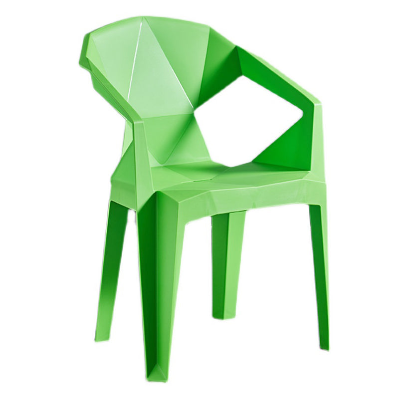 Home Contemporary Arm Chair Solid Back Plastic Stackable Dining Room Chair