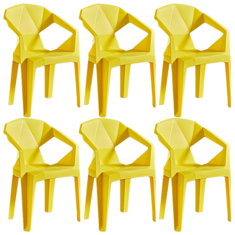 Home Contemporary Arm Chair Solid Back Plastic Stackable Dining Room Chair