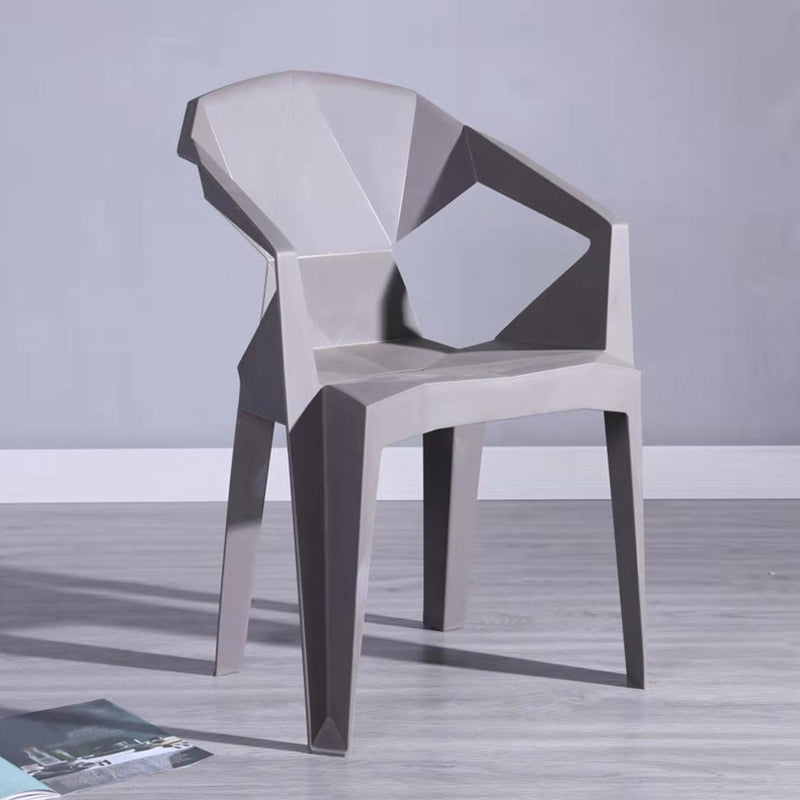 Home Contemporary Arm Chair Solid Back Plastic Stackable Dining Room Chair