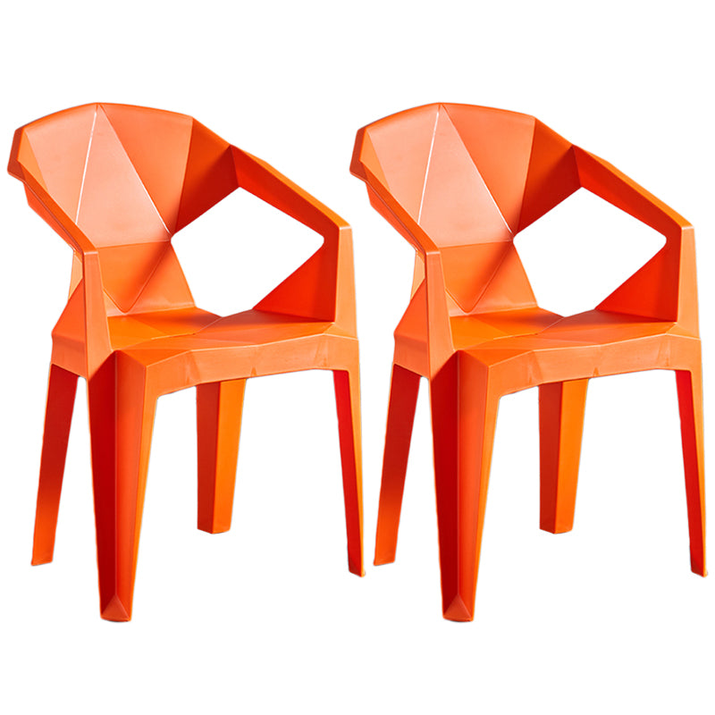 Home Contemporary Arm Chair Solid Back Plastic Stackable Dining Room Chair