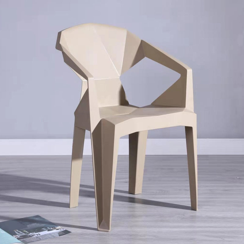 Home Contemporary Arm Chair Solid Back Plastic Stackable Dining Room Chair