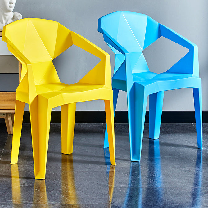 Home Contemporary Arm Chair Solid Back Plastic Stackable Dining Room Chair