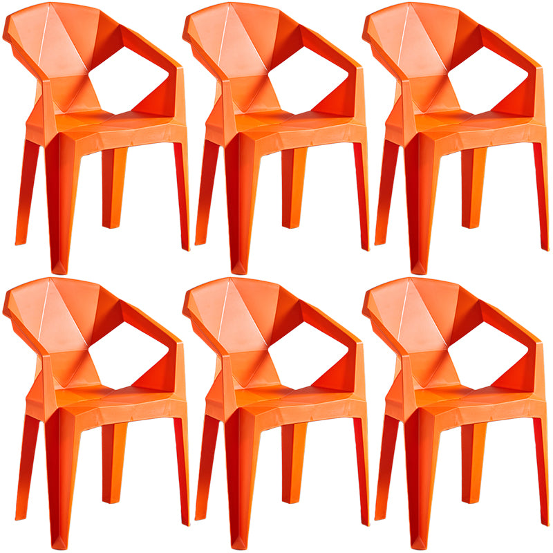 Home Contemporary Arm Chair Solid Back Plastic Stackable Dining Room Chair