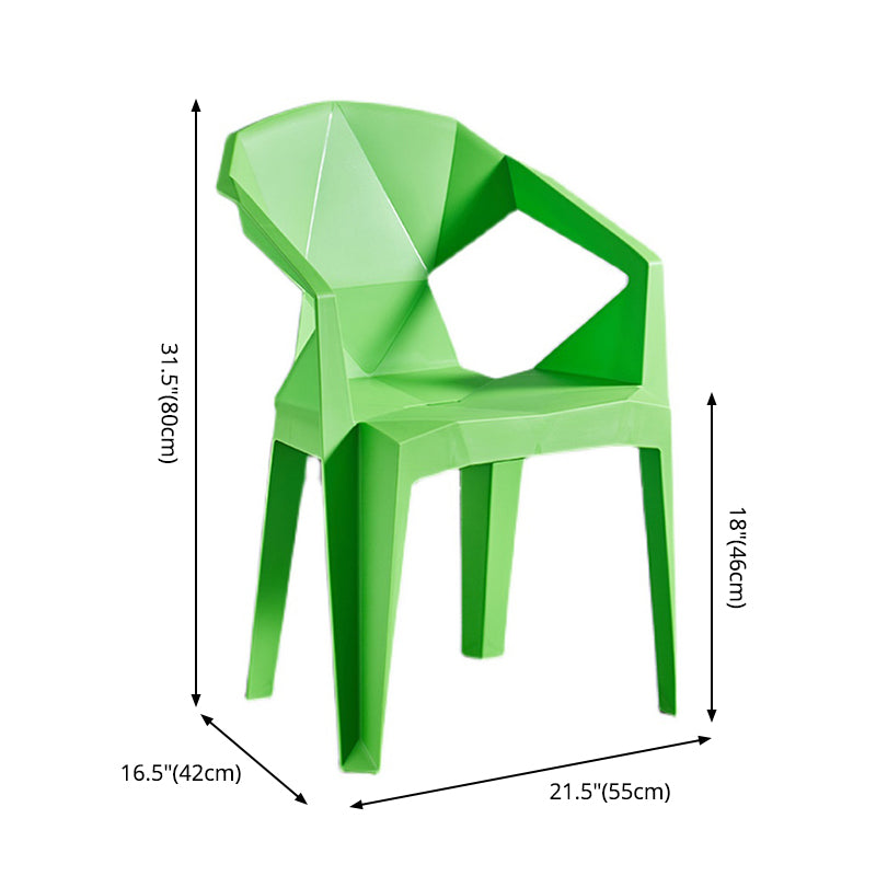 Home Contemporary Arm Chair Solid Back Plastic Stackable Dining Room Chair