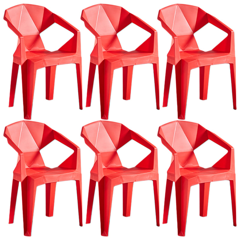 Home Contemporary Arm Chair Solid Back Plastic Stackable Dining Room Chair