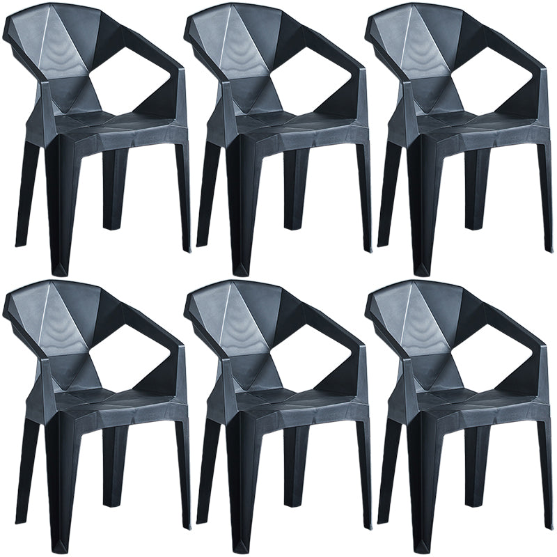 Home Contemporary Arm Chair Solid Back Plastic Stackable Dining Room Chair
