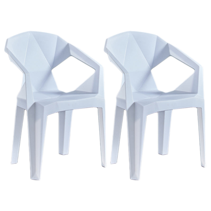 Home Contemporary Arm Chair Solid Back Plastic Stackable Dining Room Chair