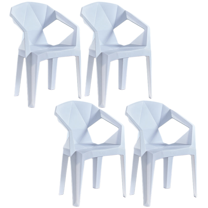 Home Contemporary Arm Chair Solid Back Plastic Stackable Dining Room Chair