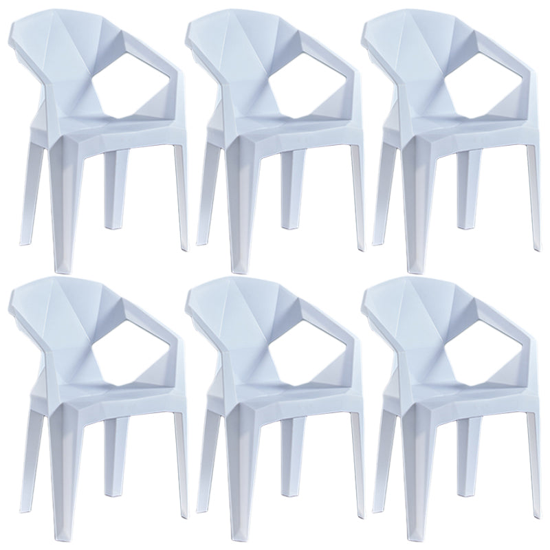Home Contemporary Arm Chair Solid Back Plastic Stackable Dining Room Chair