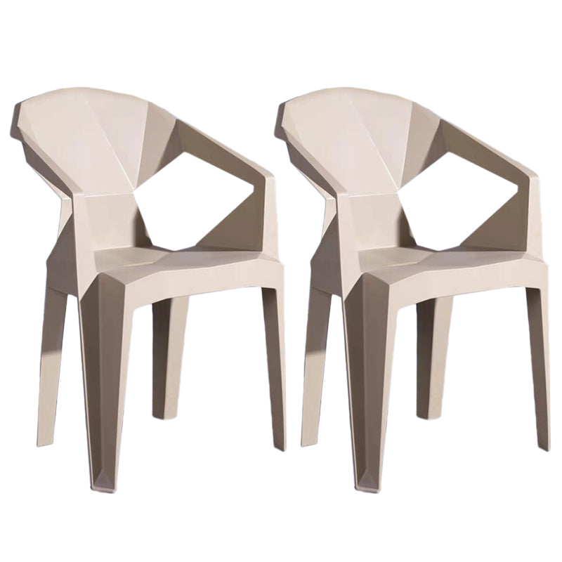 Home Contemporary Arm Chair Solid Back Plastic Stackable Dining Room Chair