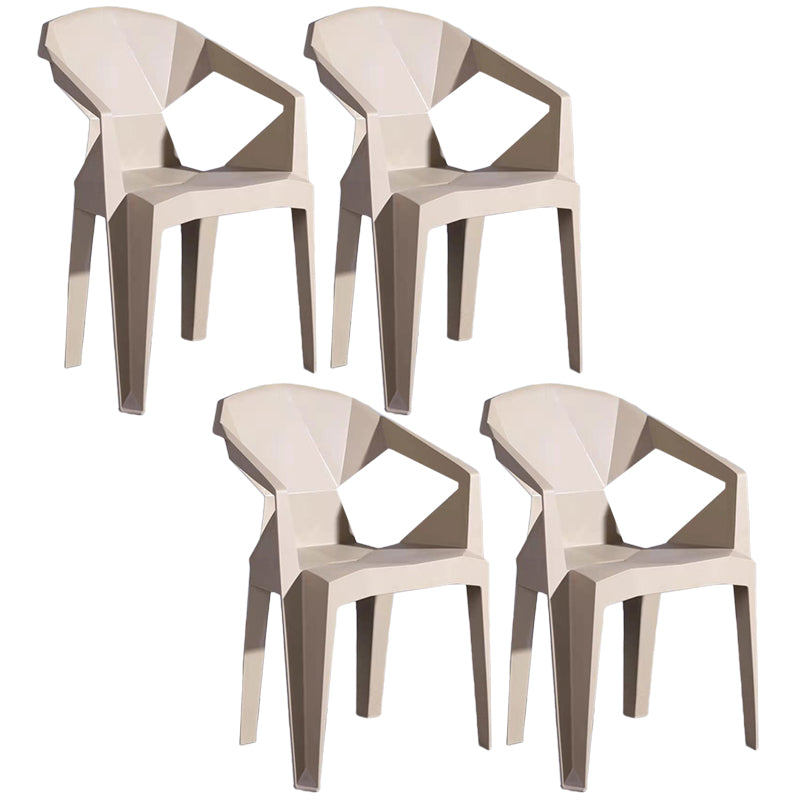 Home Contemporary Arm Chair Solid Back Plastic Stackable Dining Room Chair