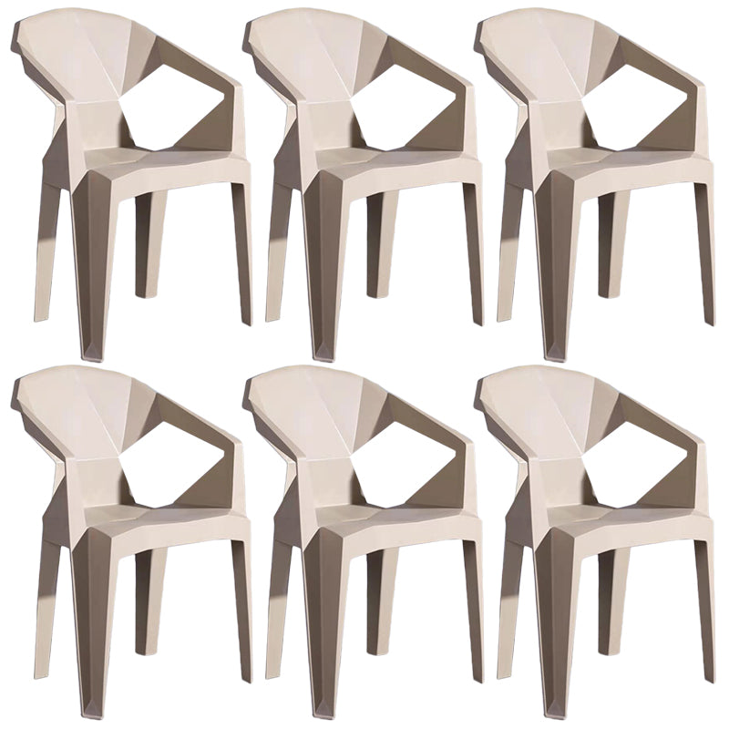 Home Contemporary Arm Chair Solid Back Plastic Stackable Dining Room Chair