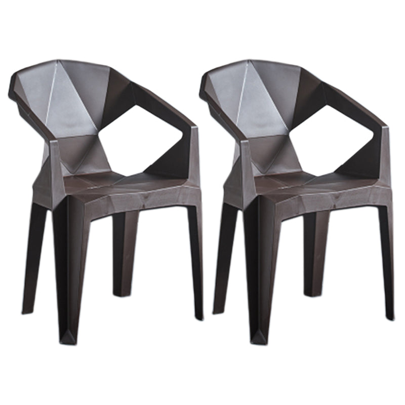 Home Contemporary Arm Chair Solid Back Plastic Stackable Dining Room Chair