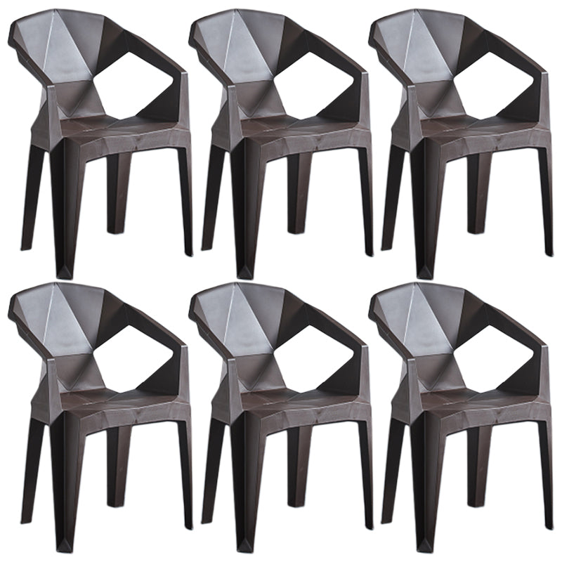 Home Contemporary Arm Chair Solid Back Plastic Stackable Dining Room Chair