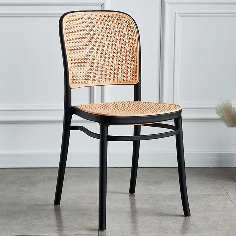Chaise de salle à manger de Patio nordique en osier/rotin, chaise latérale de salle à manger à dossier ouvert de 34 pouces pour Restaurant