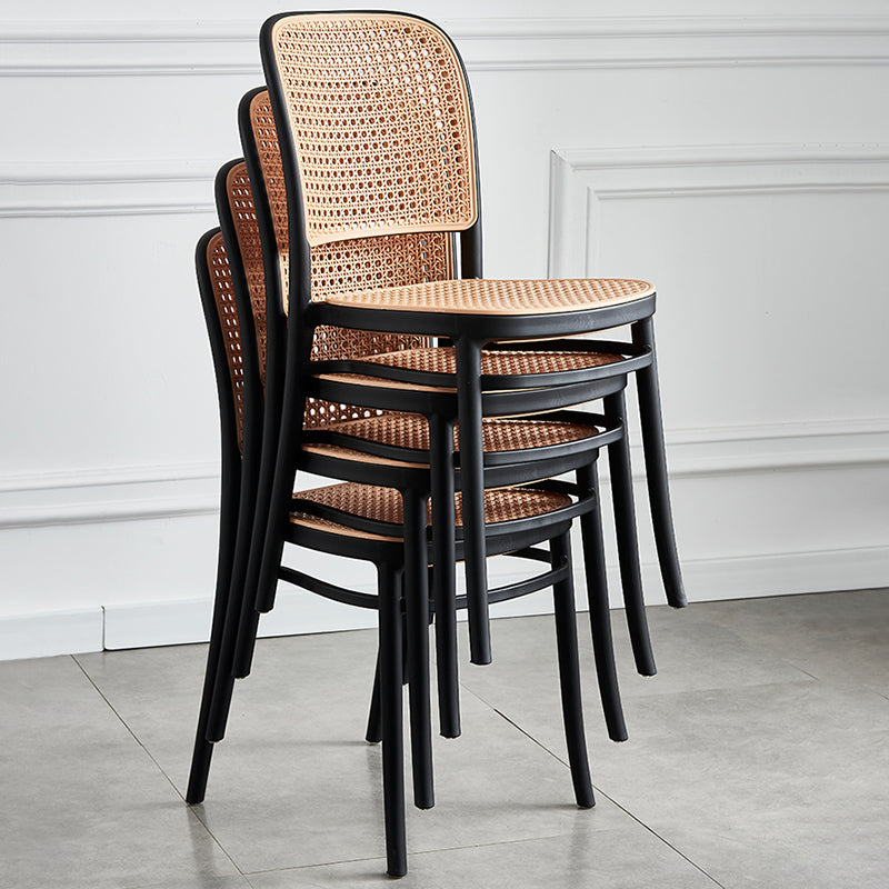 Nordischer Terrassen-Esszimmerstuhl aus Korbgeflecht/Rattan, 86,4 cm hoch, offene Rückenlehne, Beistellstuhl für Restaurants