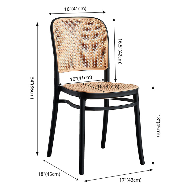 Nordischer Terrassen-Esszimmerstuhl aus Korbgeflecht/Rattan, 86,4 cm hoch, offene Rückenlehne, Beistellstuhl für Restaurants