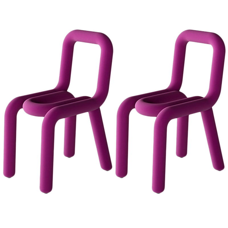 Chaise de salle à manger à dossier ouvert en flanelle de chaise latérale de restaurant de style moderne coloré