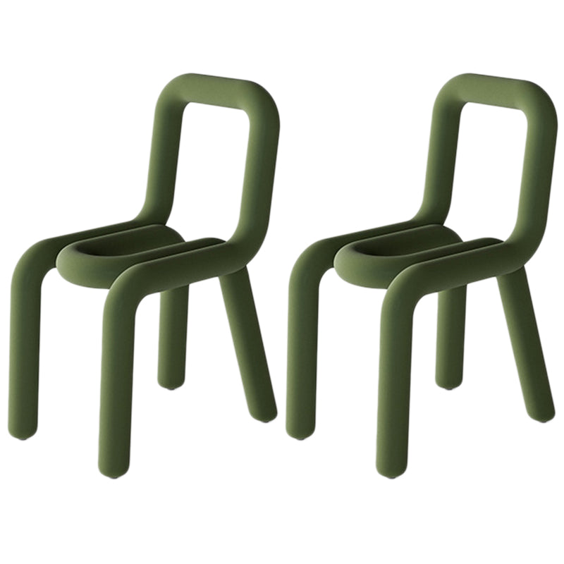 Chaise de salle à manger à dossier ouvert en flanelle de chaise latérale de restaurant de style moderne coloré