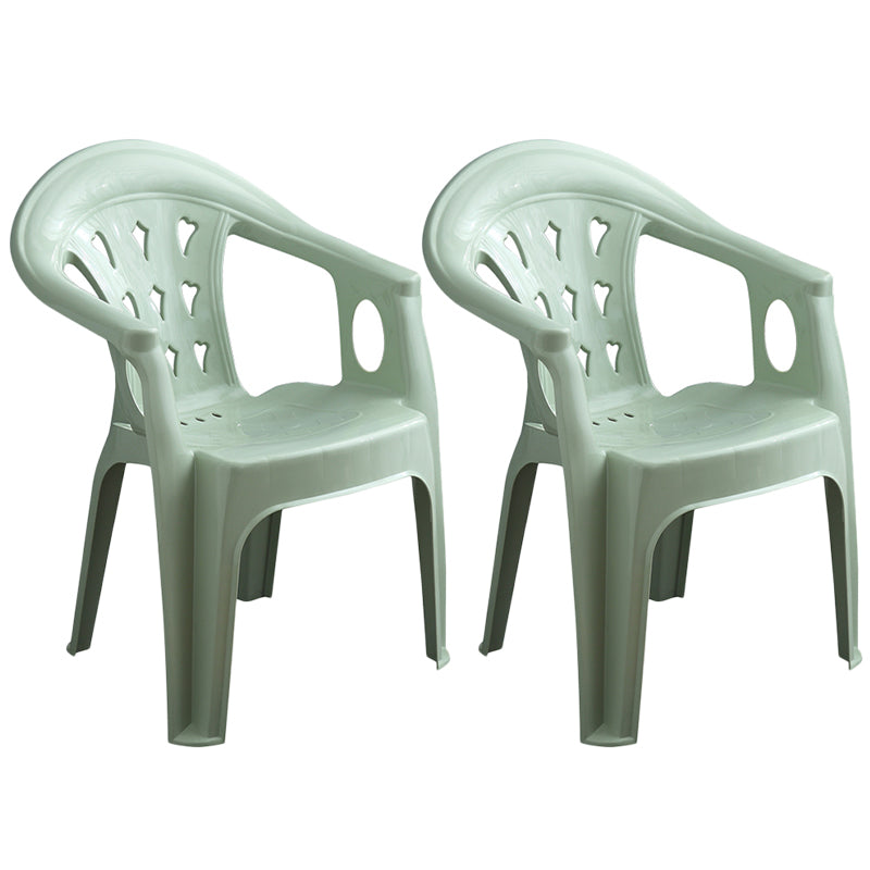 Fauteuil de salle à manger en plastique contemporain, chaise latérale empilable à dossier à lattes pour la maison