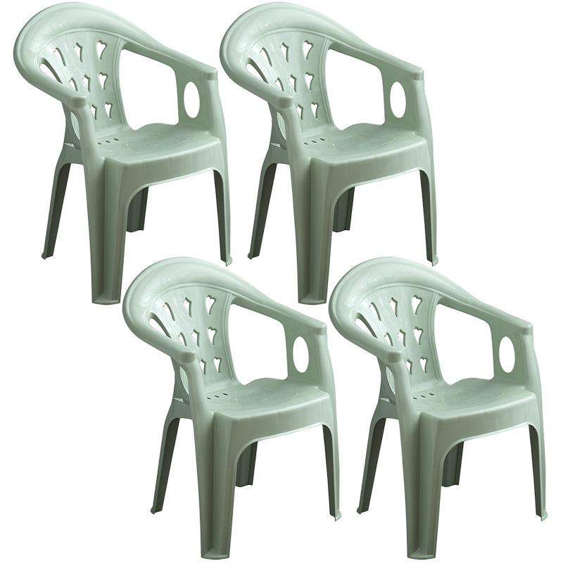 Fauteuil de salle à manger en plastique contemporain, chaise latérale empilable à dossier à lattes pour la maison