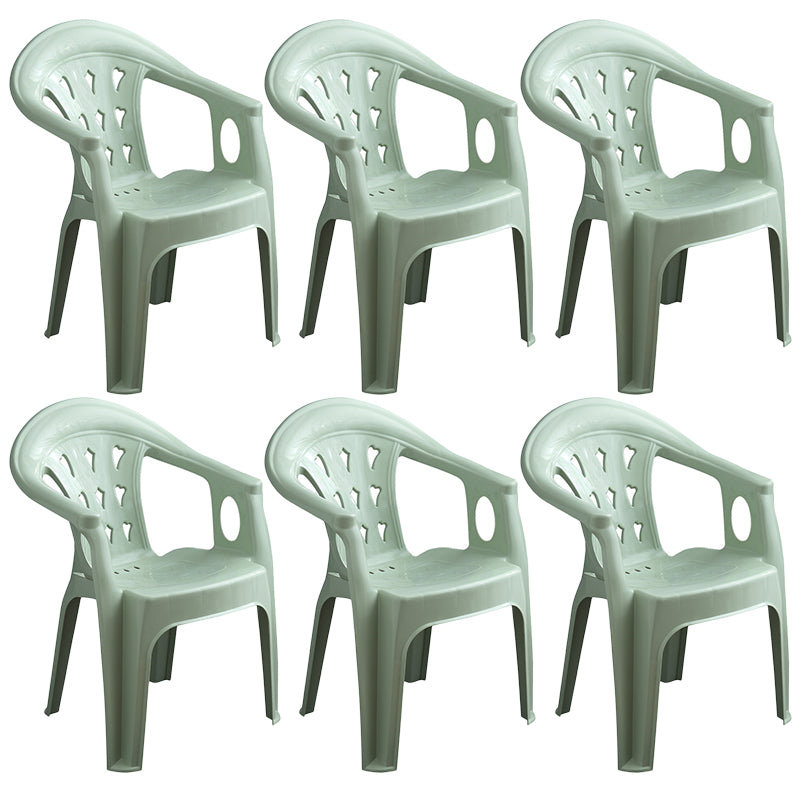 Fauteuil de salle à manger en plastique contemporain, chaise latérale empilable à dossier à lattes pour la maison
