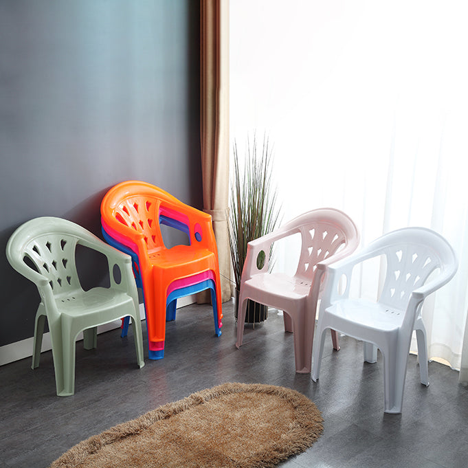 Fauteuil de salle à manger en plastique contemporain, chaise latérale empilable à dossier à lattes pour la maison