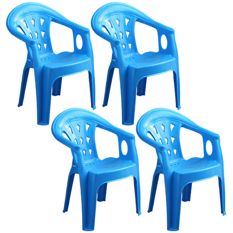 Fauteuil de salle à manger en plastique contemporain, chaise latérale empilable à dossier à lattes pour la maison