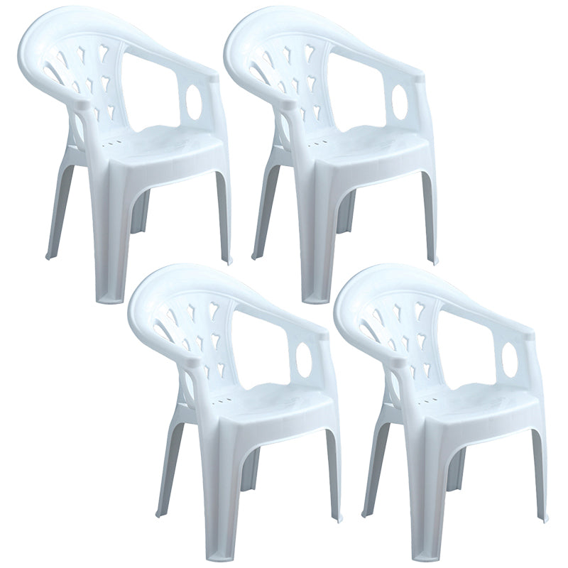 Fauteuil de salle à manger en plastique contemporain, chaise latérale empilable à dossier à lattes pour la maison