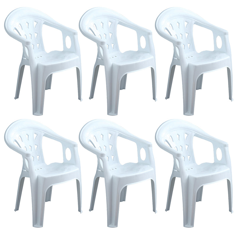 Fauteuil de salle à manger en plastique contemporain, chaise latérale empilable à dossier à lattes pour la maison