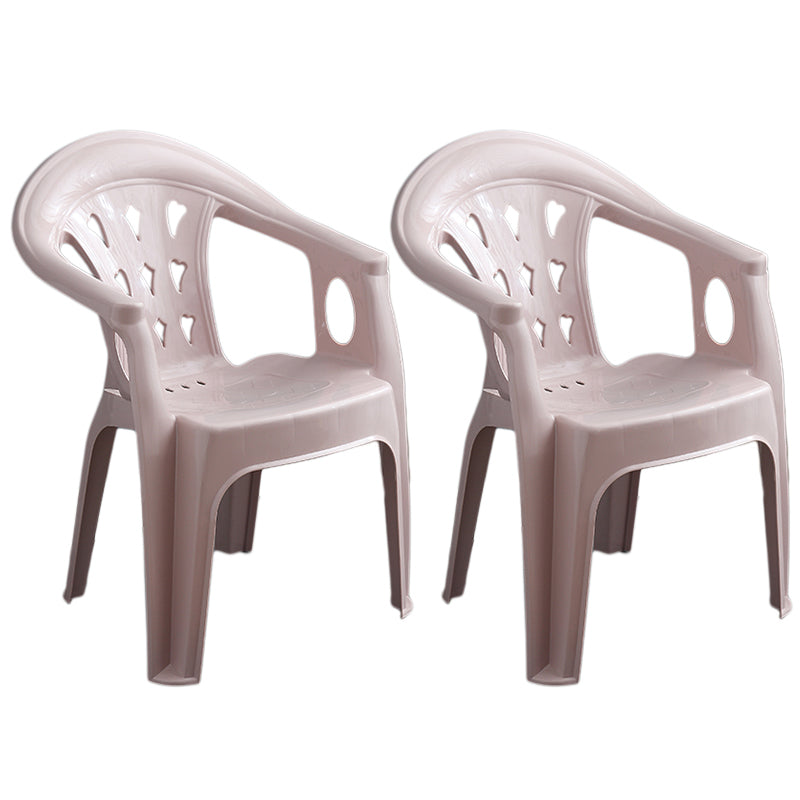 Fauteuil de salle à manger en plastique contemporain, chaise latérale empilable à dossier à lattes pour la maison