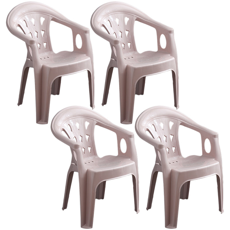Fauteuil de salle à manger en plastique contemporain, chaise latérale empilable à dossier à lattes pour la maison