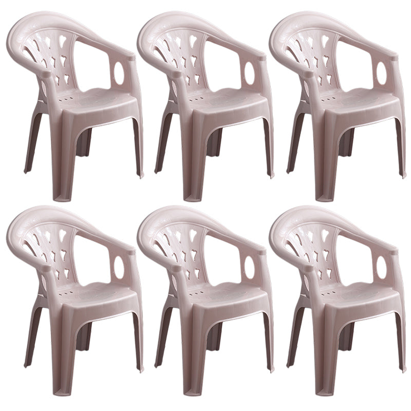 Fauteuil de salle à manger en plastique contemporain, chaise latérale empilable à dossier à lattes pour la maison