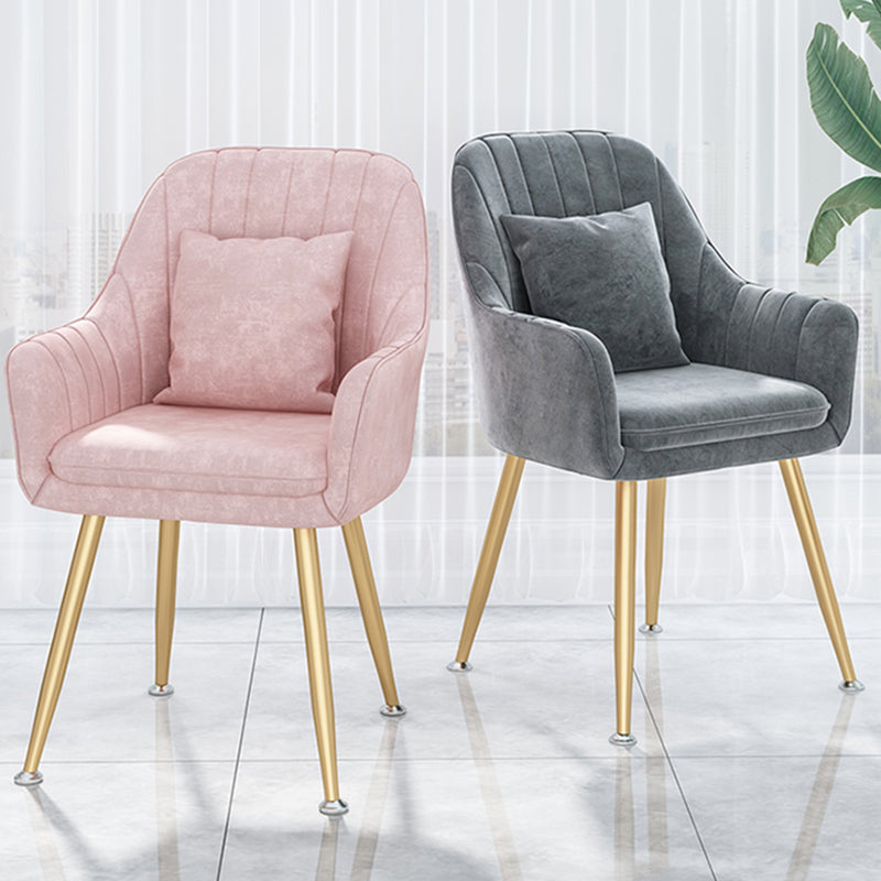 Scandinavian Style Metal Dining Chair Bedroom Solid Back Dining Arm Chairs