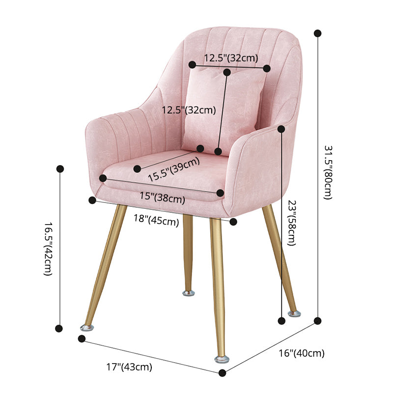 Scandinavian Style Metal Dining Chair Bedroom Solid Back Dining Arm Chairs