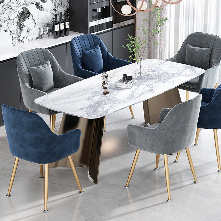 Scandinavian Style Metal Dining Chair Bedroom Solid Back Dining Arm Chairs