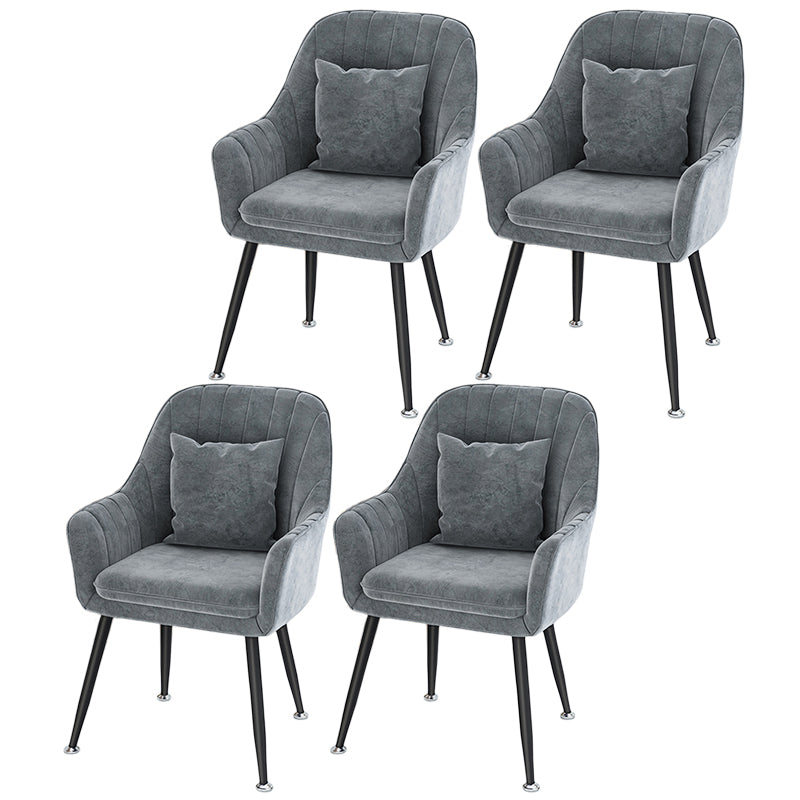 Scandinavian Style Metal Dining Chair Bedroom Solid Back Dining Arm Chairs