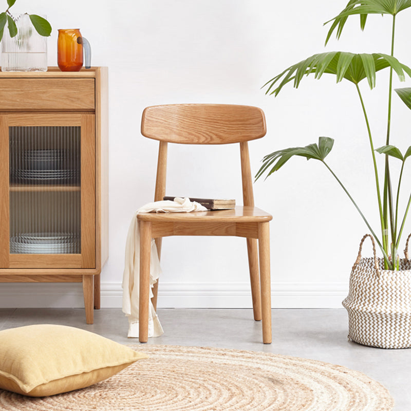 Chaise d'intérieur et d'extérieur en bois moderne, chaise d'appoint de salle à manger sans accoudoirs à dossier ouvert