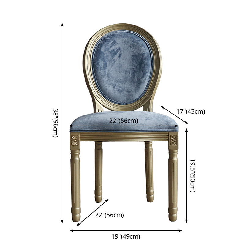 Chaise de salle à manger traditionnelle en velours, chaise latérale à dossier King Louis de 38 pouces avec 4 pieds pour restaurant