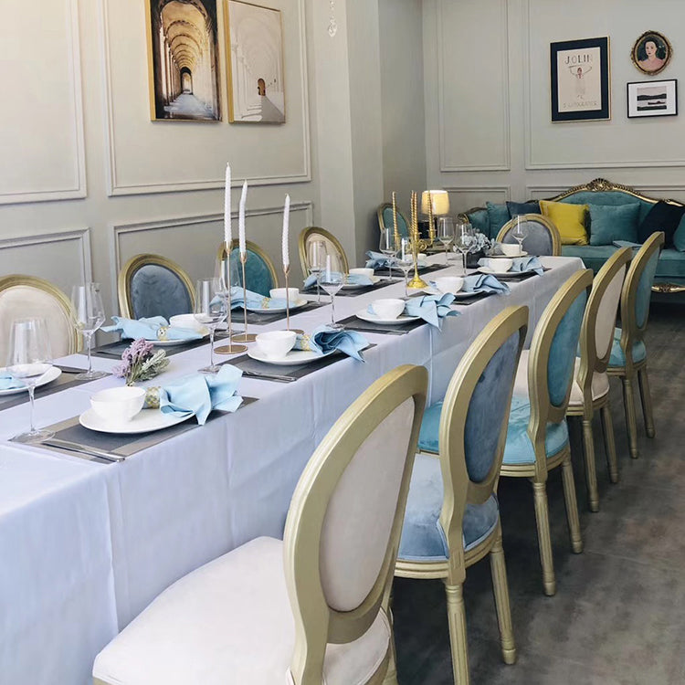 Chaise de salle à manger traditionnelle en velours, chaise latérale à dossier King Louis de 38 pouces avec 4 pieds pour restaurant